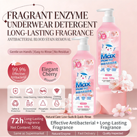 Détergent liquide pour sous-vêtements enzymatique - Écologique - 99,9% antibactérien - Élimine les taches de sang - Parfum de fleurs de cerisier - 500g