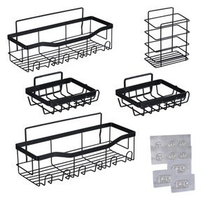 Organisateurs de Bain Anti-Rouille à Grande Capacité, Support de Douche Adhésif avec Porte-Savon et Porte-Brosses à Dents - Product Image 5
