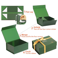 Boîtes cadeaux en papier magnétique de luxe pliables pour filles, vertes, rigides, biodégradables, pour Noël, pour les petites entreprises