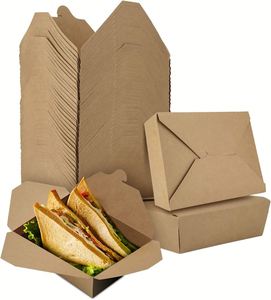 Échantillon disponible - Boîte en papier kraft brun jetable pour emporter - Emballage alimentaire pour restaurant - Product Image 5