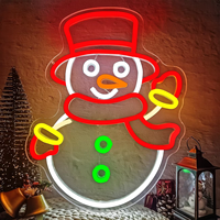 Panneau néon Père Noël Bonhomme de neige, Lampe LED murale à brancher sur prise secteur, Lampe néon en acrylique pour chambre, café, festival de Noël, décoration intérieure