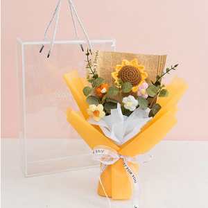 2025 nuevo ramo de flores artificiales hecho a mano ganchillo tulipán ganchillo lirio tejido Rosa flor Día de San Valentín regalos de Navidad - Product Image 5