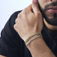 Bracelet en maille en acier inoxydable 316 plaqué or PVD 18 carats avec logo personnalisé, bracelet à maillons, fermoir réglable, bijoux pour hommes, vente en gros