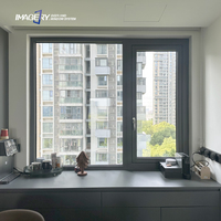 Fenêtre à battant en aluminium - Design moderne, verre trempé insonorisé pour entrée d'hôtel avec solutions de design graphique