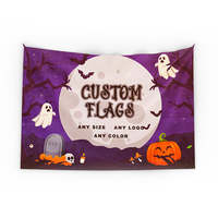 Drapeau d'Halloween personnalisé QIYANG DISPLAY 3x5 pieds, toute taille, drapeau publicitaire résistant aux UV, pour extérieur, fête, jardin, bannière de festival recyclée
