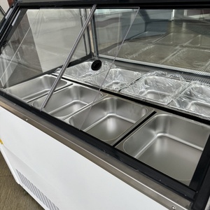 Congélateur commercial pour supermarché avec porte en verre trempé, dégivrage <span class=keywords><strong>automatique</strong></span>, refroidissement par air, vitrine à crème glacée - Product Image 2