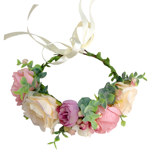 Guirlande de tête de fleur de demoiselle d'honneur, vente en gros, feuille verte artificielle en rotin, corolla - Product Image 4