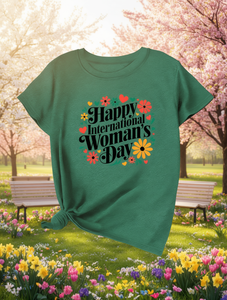 T-shirt per la festa internazionale della donna, per donna, manica corta, girocollo, stampa floreale, 100% cotone, stile casual primaverile - Product Image 2