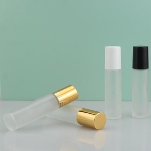 Custom Small Diameter Flat Roller Glass Perfume <b>Bottle</b> Metal Collar Rollerball Lid 15ml Herbal Essential Oil Smear Skin <b>Bottle</b> - Product Image 4