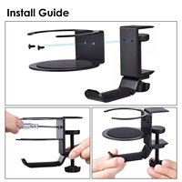 Support de casque et porte-gobelet 2-en-1 rotatif en alliage avec pince en silicone pour bureau, jeux et bureau