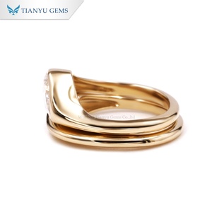 Tianyu Gems Custom 14K Yellow Gold Moissanite Pear Cut Twist Band Engagement <b>Ring</b> - Product Image 3