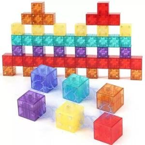 Jouets éducatifs <span class=keywords><strong>élémentaire</strong></span>s empilables 2cm Transparent solide bricolage plastique Force aimant CubeToys - Product Image 6