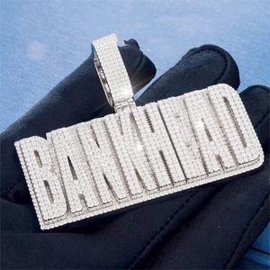 Liontin Moissanite Iced Out Vvs Dua Warna Perak 925 Berlapis Emas 18k Huruf Nama Kustom Hiphop Liontin Moissanite - Product Image 6