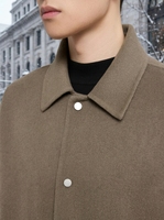 Veste Homme en Mélange de Laine Double Face à Revers Cranté et Boutons Pression Coupe Ample Hiver Décontracté Streetwear Personnalisé OEM