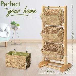 Wooden Floor <b>Standing</b> Three Tier Storage Basket Rack For Kitchen Fruits <b>Vegetables</b> Multi Purpose Snack Organizer - Product Image 3