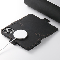 SUTENI untuk iPhone 18 Pro Max Casing Ponsel Pengisi Daya Nirkabel Tempat Kartu Dompet Berdiri Penutup Flip Tombol Magnetik 17 16 Plus 15 14