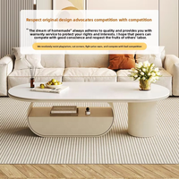 Table basse ovale moderne et créative avec plateau en marbre, table d'appoint de luxe, éclairage écologique, durable, facile à nettoyer, mobilier haut de gamme pour