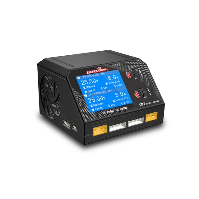 2022 NEW UltraPower UP7 AC200W DC400W 10A X 2 Dual Channel Balance Charger Discharger for Lipo LiHV Lilon LiFe RC Models Battery