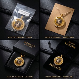 Collar Gótico con Colgante de Serpiente Medusa, Amuleto de Empoderamiento Femenino, Gema Azul, Circonita, Chapado en Oro de 18K - Product Image 3