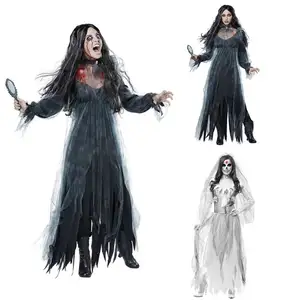 Costume d'halloween pour femme, déguisement d'horreur, fantôme, corps mort, Zombie, robe de mariée