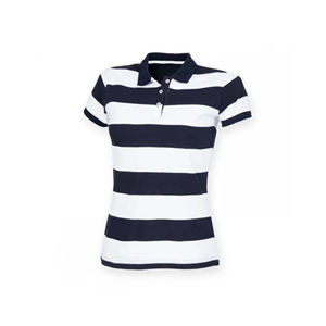 Polo cómodo a rayas cortas para mujer, diseño personalizado, ropa informal de seda transpirable duradera, logotipo con bolsillo impreso Bangladesh - Product Image 5