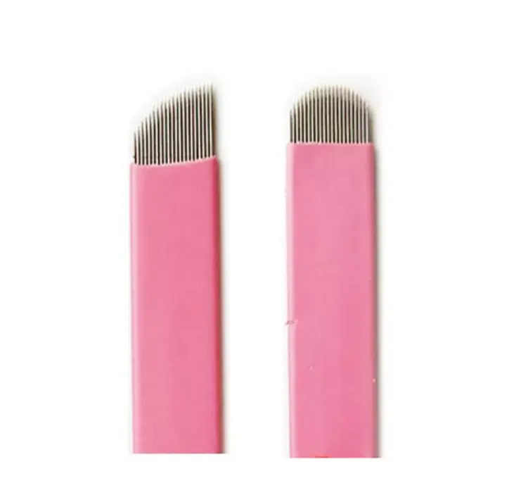 Permanent Makeup Pink Cover 0.15mm Pmu Tattoo Needles Disposable Microblading Needles Eyebrow