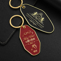 Porte-clés de motel vintage avec logo personnalisé porte-clés 2d plaqué or en émail porte-clés d'hôtel en vente en gros