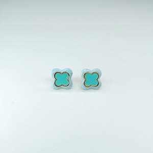 Fashion <b>Stud</b> <b>Earrings</b> 316L Stainless Steel PVD Gold Plating Sustainable Resistant <b>Turquoise</b> Inlay - Product Image 1