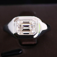 Bijoux fantaisie, bague de mariage pour homme en or massif 10 carats, incrustée d'un diamant moissanite de couleur D taille émeraude, VVS, parfaite pour les amoureux