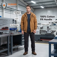 Ventes chaudes : Sweat à capuche de sécurité ignifuge en coton 100% avec fermeture éclair, design personnalisé, directement de l'usine
