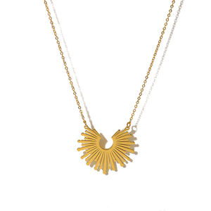 Collier pendentif Jietao personnalisé en acier inoxydable plaqué or 18 carats, motif soleil découpé, bijoux anti-ternissement tendance pour femme - Product Image 1