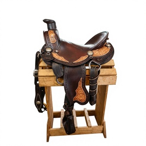 Silla de Montar para Caballo de Cuero Genuino y Madera de Bambú BS International, Modelo NA63, Ecológica, Impermeable, Premium, para Adultos, Estilo Inglés de Carreras - Product Image 1