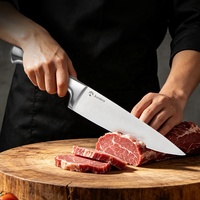 Couteau de chef en acier à haute teneur en carbone, lame polie, construction en acier inoxydable de qualité alimentaire, haute qualité, compatible lave-vaisselle