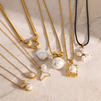 Nouveaux bijoux de mode, collier avec pendentif en perles d'eau douce classiques, plaqué or 18 carats, acier inoxydable, ne ternit pas, pour femmes