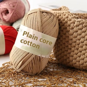 DIY Blended <strong>Flat</strong> Strip Yarn Ball Hand <strong>Knitting</strong> Crochet Bag with Special Plain Core Wool and Cotton Dyed Fabric Yarn - Product Image 2