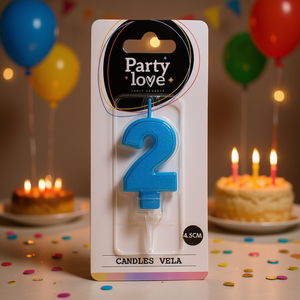 Bougie d'anniversaire Party Love bleue numéro 2, 4,5 cm - Product Image 3