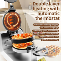 Wafflemei Vente en gros de gaufrier rotatif à 180 ° 110V 220V électrique commercial interchangeable plaque oeuf bulle gaufrier belge