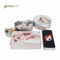 Prosub Sublimation Boîtes en fer blanc Conteneur emballé de bonbons Impression personnalisée Boîte cadeau en métal avec feuille d'aluminium
