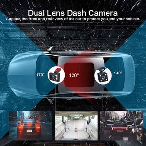 กล้องติดรถยนต์คู่ ความละเอียด 1080P FHD DVR บันทึกวิดีโอการขับขี่ หน้าจอ LCD 4 นิ้ว มุมกว้าง 170 องศา, G-Sensor, WDR, ระบบตรวจสอบขณะจอดรถ - Product Image 3