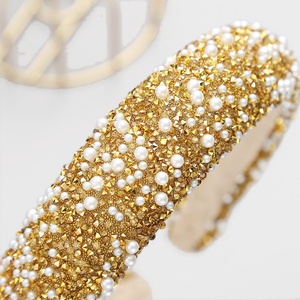 <span class=keywords><strong>Serre</strong></span>-tête large élastique en strass et perles de haute qualité pour <span class=keywords><strong>femme</strong></span>, accessoire de cheveux de luxe pour fête et <span class=keywords><strong>mariage</strong></span>, vente en gros - Product Image 5