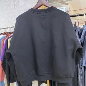 Custom Classic 100% Cotton Fleece <b>Crewneck</b> Oversized Eco-Friendly Spring Solid Black Pullover Sweatshirt - Product Image 4