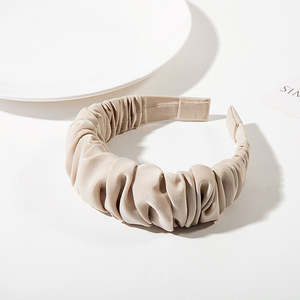 JIRIS 2022 नई फैशन कस्टम हेडबैंड डिजाइनर सिर वाइड शिकन Hairband महिलाओं लड़कियों देवियों प्रसिद्ध ब्रांडों के लिए शुद्ध रंग - Product Image 4