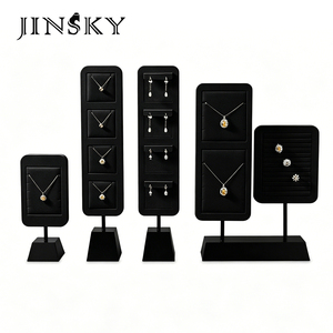 JINSKY Jewelry <b>Display</b> Stand Set Black Velvet Necklace Earring Holder Showcase Rack for Store or Home Use - Product Image 1