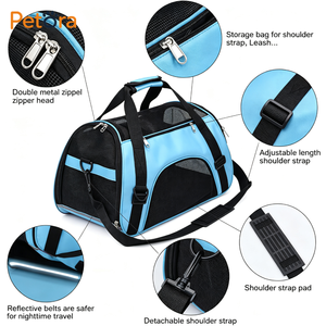 Transportadora de Mascotas Petora, Resistente, de Lados Blandos, Aprobada por Aerolíneas, Lavable, Ventilada, de Malla, para Viajes de Gatos y Perros en Cabina de <span class=keywords><strong>Avión</strong></span> - Product Image 4