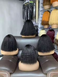 Pronta per la spedizione di parrucca capelli umani lisci lisci e lisci 13x4 parrucche anteriori in pizzo Perruque Cheveux Humains Yaki <span class=keywords><strong>bob</strong></span> parrucca in pizzo - Product Image 3