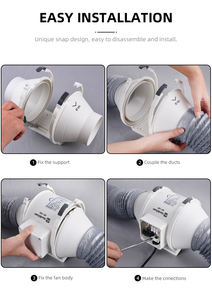 โจแอนนาแนะนำพัดลมดูดอากาศแบบอินไลน์ขนาด 4 นิ้ว สามารถใช้ได้กับระบบควบคุมความเร็ว 2/3/ปรับได้ไม่จำกัดระดับ  พร้อมตัวเก็บเสียงสำหรับเครื่องปรับอากาศแบบไหลผสมและดูดอากาศปริมาณมาก - Product Image 6