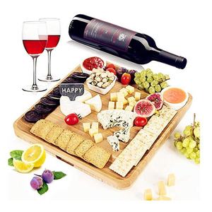 <span class=keywords><strong>Ardoise</strong></span> de service naturelle avec plateau <span class=keywords><strong>à</strong></span> fromages en bambou avec couteau <span class=keywords><strong>à</strong></span> <span class=keywords><strong>fromage</strong></span> sur base en bambou de qualité avec tiroir - Product Image 2
