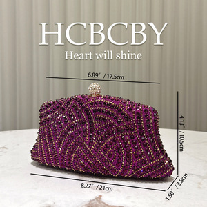 Elegant <strong>Purple</strong> Crystal <strong>Clutch</strong> for Women Sparkly Evening Bag for Weddings and Parties - Product Image 6