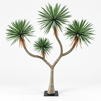 Arbre artificiel Yucca à 3 têtes, plante artificielle Dracaena Draco, tronc réaliste pour la décoration intérieure commerciale