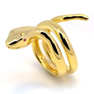Модный дизайн OEM & ODM Золотое кольцо со змеей, классное и индивидуальное ювелирное 925 из стерлингового серебра 18 карат позолоченное кольцо
